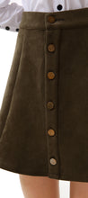 Women’s Button Front Suede A Line Short Skirt - Apperloth