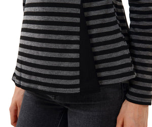 Women's Striped Color Block Criss Cross Back Peplum Top - Apperloth