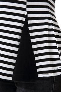 Women's Striped Color Block Criss Cross Back Peplum Top - Apperloth