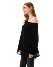 Women’s Solid Sheer Hem Split Sides Loose Tunic Top - Apperloth