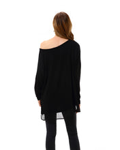 Women’s Solid Sheer Hem Split Sides Loose Tunic Top - Apperloth