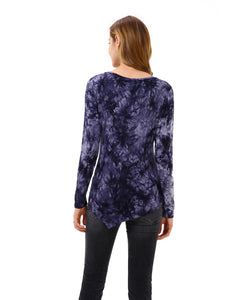 Women’s Tie-Dye Handkerchief Hem Blouses Tops - Apperloth