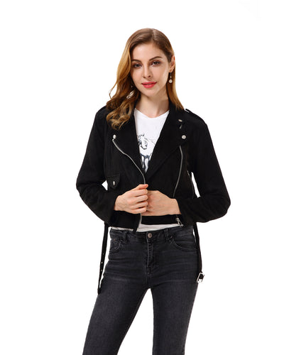 Women’s Slim Faux Leather Blazer Jacket - Apperloth