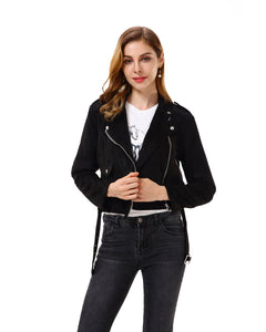 Women’s Slim Faux Leather Blazer Jacket - Apperloth