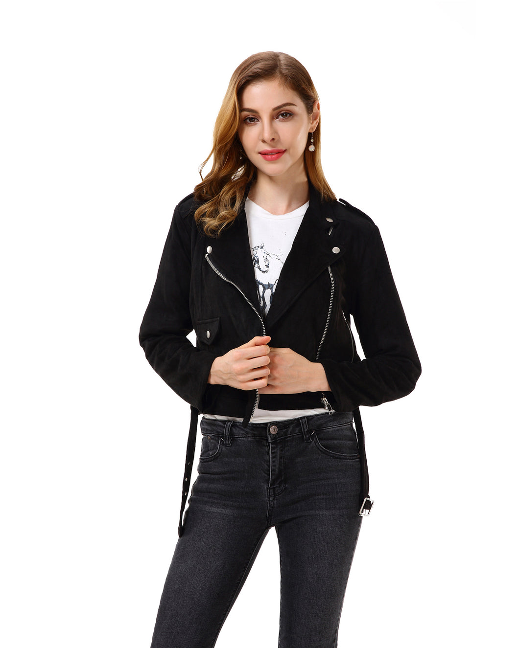 Women’s Slim Faux Leather Blazer Jacket - Apperloth
