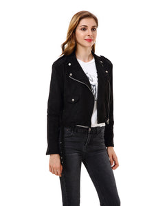 Women’s Slim Faux Leather Blazer Jacket - Apperloth