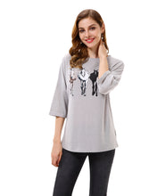Women’s Horse Print Loose T Shirt Top Blouse - Apperloth