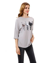 Women’s Horse Print Loose T Shirt Top Blouse - Apperloth