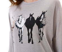 Women’s Horse Print Loose T Shirt Top Blouse - Apperloth