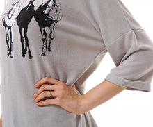 Women’s Horse Print Loose T Shirt Top Blouse - Apperloth