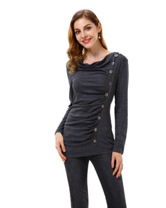 Women’s Ruched Slim Tunic Shirts Blouse Tops - Apperloth