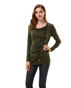 Women’s Ruched Slim Tunic Shirts Blouse Tops - Apperloth