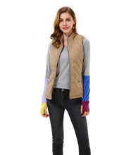 Women's Stand Collar Quilted Lightly Padded Zip Up Vest - Apperloth