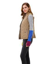 Women's Stand Collar Quilted Lightly Padded Zip Up Vest - Apperloth