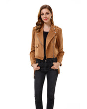 Women’s Slim Faux Leather Blazer Jacket - Apperloth