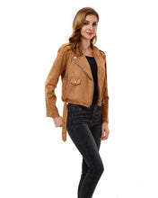 Women’s Slim Faux Leather Blazer Jacket - Apperloth