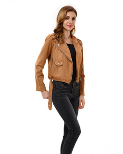 Women’s Slim Faux Leather Blazer Jacket - Apperloth