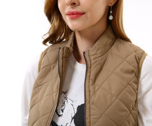 Women's Stand Collar Quilted Lightly Padded Zip Up Vest - Apperloth