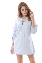Women's Plus Size Embroidery Striped Shirt Dresses - Apperloth