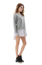 Women's Striped Panel Asymmetrical Hem Mini Dress Top - Apperloth