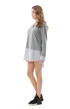 Women's Striped Panel Asymmetrical Hem Mini Dress Top - Apperloth