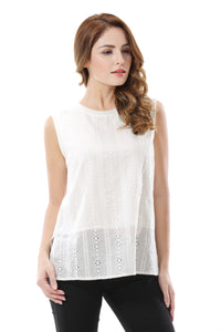 Women's Double-Layer Embroidered Side Slit Tank Top - Apperloth