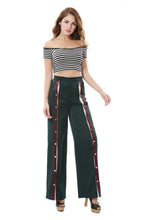 Women's Front Stripe High Split Pants Wide Leg Trouser - Apperloth