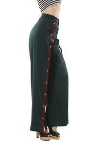 Women's Front Stripe High Split Pants Wide Leg Trouser - Apperloth