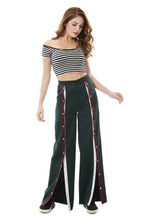 Women's Front Stripe High Split Pants Wide Leg Trouser - Apperloth