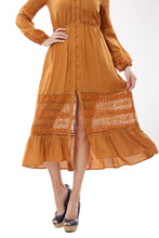 Women's Sexy V Neck Lace Stitching Empire Waist Long Dresses - Apperloth