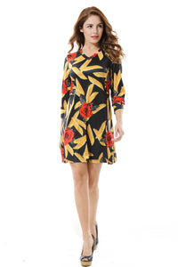 Women's V-Neck Floral Print Mini A Line Dresses - Apperloth
