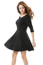 Women's Black Scalloped Neckline  Cocktail Mini Dress - Apperloth