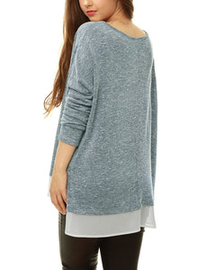 Women’s Solid Sheer Hem Split Sides Loose Tunic Top - Apperloth